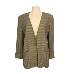 Breckenridge Vintage 80s Womens Tan Rayon Oversized Blazer sz 12, 42 bust Jacket